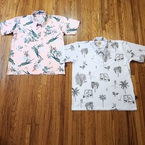 CONDOR Mens Performance Golf Polos Size XL  Parrots Pink White Partner